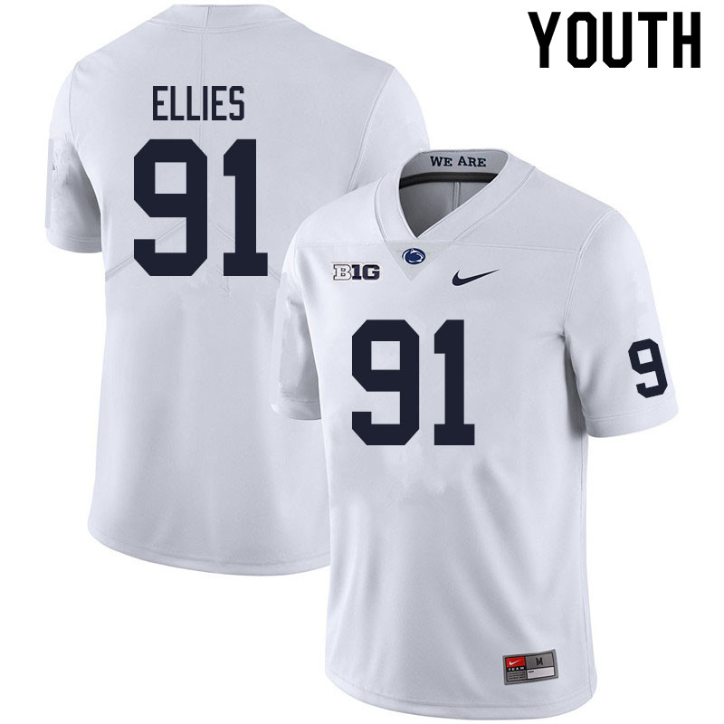 NCAA Nike Youth Penn State Nittany Lions Dvon Ellies #91 College Football Authentic White Stitched Jersey QTL6698US